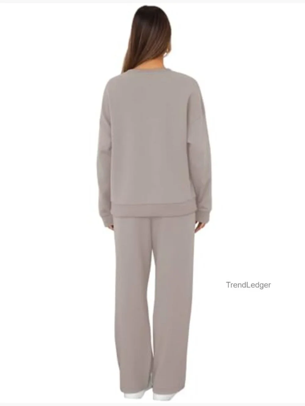 Matching Lounge Set Crewneck Sweatshirt Wide Leg Pants 2 Piece Outfit